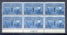 czj21k5. Canal Zone J21 unused Never Hinged Fresh & F-VF Plate Block of 6. Attractive Block!