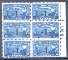 czj21k3. Canal Zone J21 unused LH Very Fine Plate Block of 6. Attractive Block!