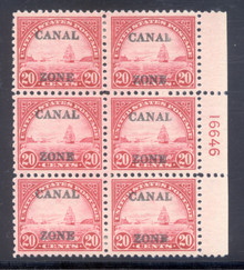 cz092f2. Canal Zone 92 Plate Block of 6, Unused, OG, VLH, Fresh & Very FIne. Scarce & Attractive Block!