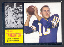 Football 1962 Topps 90 Fran Tarkenton Rookie Card. Hall-of-Fame Quarterback Minnesota Vikings. Scarce Card!