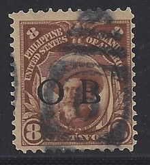 piob244b3. Philippines 244 variety with Black Constabulary "OB" Overprint. Used, F-VF. Scarce used "Bandholtz OB" Overprint, only 4000 issued!