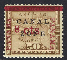 cz014p3. Canal Zone 14c PANAMA Ovpt in Rose Brown Unused OG NH Very Fine+. Post Office Fresh & Choice!
