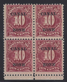 czj14c5. Canal Zone J14 Block of 4 Unused No Gum Fine+. Scarce Block!