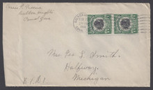 cz046h3. Canal Zone 46 pair on cover Balboa Heights 2-15-16 to US. Scarce pair on cover.