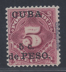 cbj3s3. Cuba 1899 5c on 5c Postage Due stamp SPECIMEN J3S unused F-VF MD. Scarce!