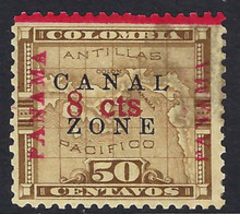 cz019e9. Canal Zone 19 variety "L" of CANAL in Antique type Unused OG F-VF. Scarce error, only 190 issued!