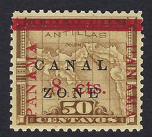 cz020e5. Canal Zone 20 variety 3mm between 8 & cts Unused OG VF-XF. Choice example of this elusive variety!