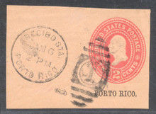 pru07. Puerto Rico U7 cut square used Arecibo Sta. 1-6-1900.