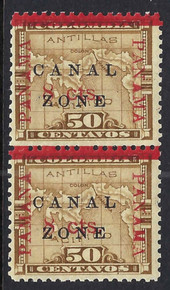 cz020c7. Canal Zone 20 variety PAMANA Reading up at left in pair Unused LH Very Fine. Fresh and Scarce error, only 392 issued.