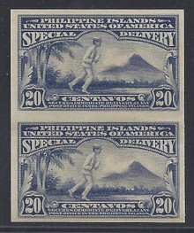 pie6e5. Philippines Special Delivery stamp E6a pair unused OG (intevenleaving adhering) VF-XF. Scarce 1925 shade!