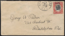 cz027g4. Canal Zone 27 cover N.Y. & CANAL ZONE RPO 12-2-1909 to US. Excellent SEA POST Postal History item.