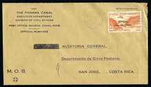 czco02e3. Canal Zone stamp CO2 on Official Business Penalty cover Balboa 2-11-42 to Costa Rica. Fresh and Attractive example of this Desirable usage!