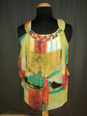 Madison Paige II blouse, gold,/brown/lime green/orange, size 1X