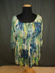 Pure Energy blouse, blue/green/beige, size 1