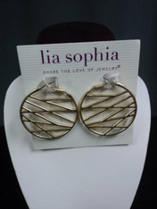 Lia Sophia, cross hatch earrings, gold-tone