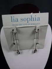 Lia Sophia, Hidden 2 part, cut crystal, silvertone earrings
