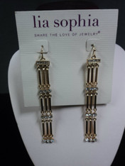 Lia Sophia  gold streak/ cut crystal earrings