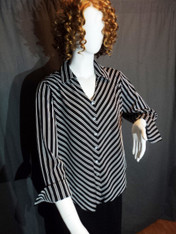 Dressbarn Blouse, Black & White Stripes, 3X