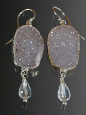 Druzy and Crystal Sterling Earrings 