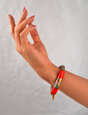 Klimt Red 24K Venetian Glass Stretch Bracelet