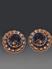 These dramatic Amy Kahn Russell earrings feature dazzling faceted multi-toned quartz with an embellished brass frame over sterling silver. 1 round ". Now clips; convert to posts for $15.