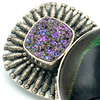 Dichroic Venetian Glass Brazilian Druzy Sterling Pin/Pendant 