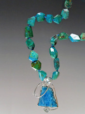 Chrysocolla Blue Topaz Sterling Pendant Necklace 