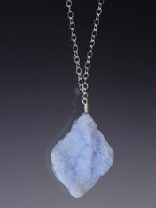 Large Natural Freeform Blue Chalcedony Pendant on Silver Chain SOLD