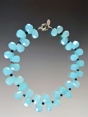 Aqua Faceted Teardrop Chalcedony Collar