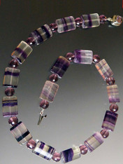 Rare Purple Striped Fluorite Amethyst Spaced Collar- ONE OF A KIND SOLD