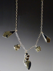 Pyrite and Magnetite Healer's Gold Charm Necklace