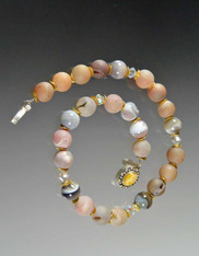 Pink Druzy Gray Agate Collar