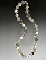 Indonesian Mother of Pearl Shell Sterling Silver Disc Rope