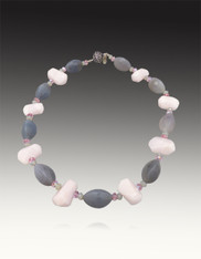 Gray Agate Pink Opal Necklace