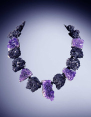 Brazilian Natural Black Tourmaline Amethyst Druzy Collar SOLD