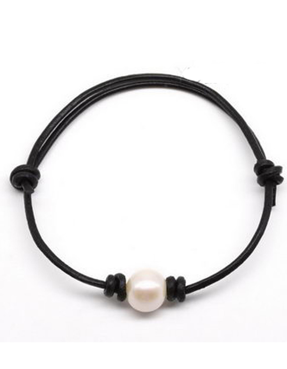 Freshwater Single White or Peacock Pearl Adjustable Leather Bracelet ...