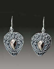Handmade Solid Sterling Silver Dot/Swirl Teardrop 18K Dangle Earrings