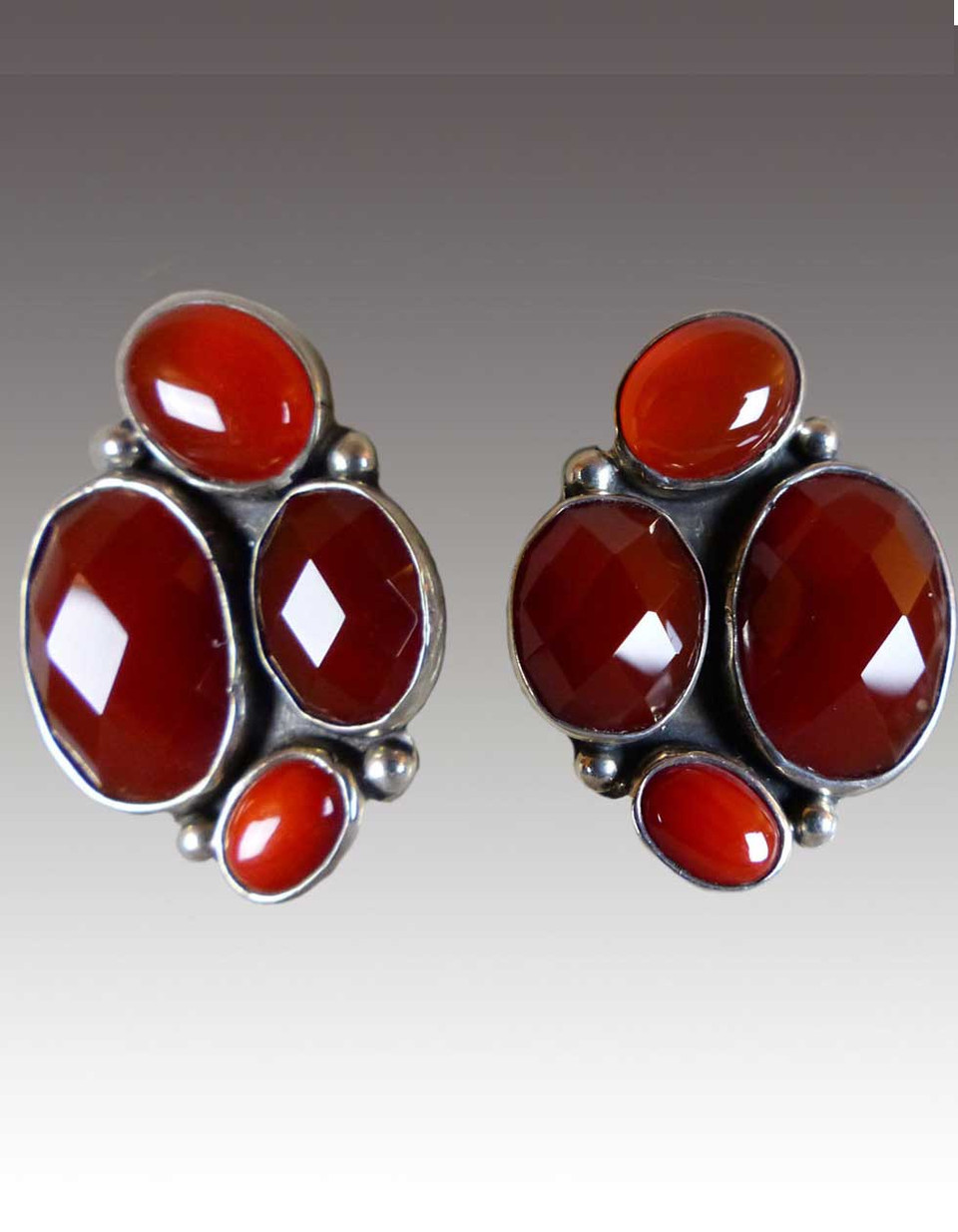 Gift for Her Amy Khan Russell Signed Earrings Vintage Sterling and Stone Jasper Fossil Earrings AKR Jewelry -