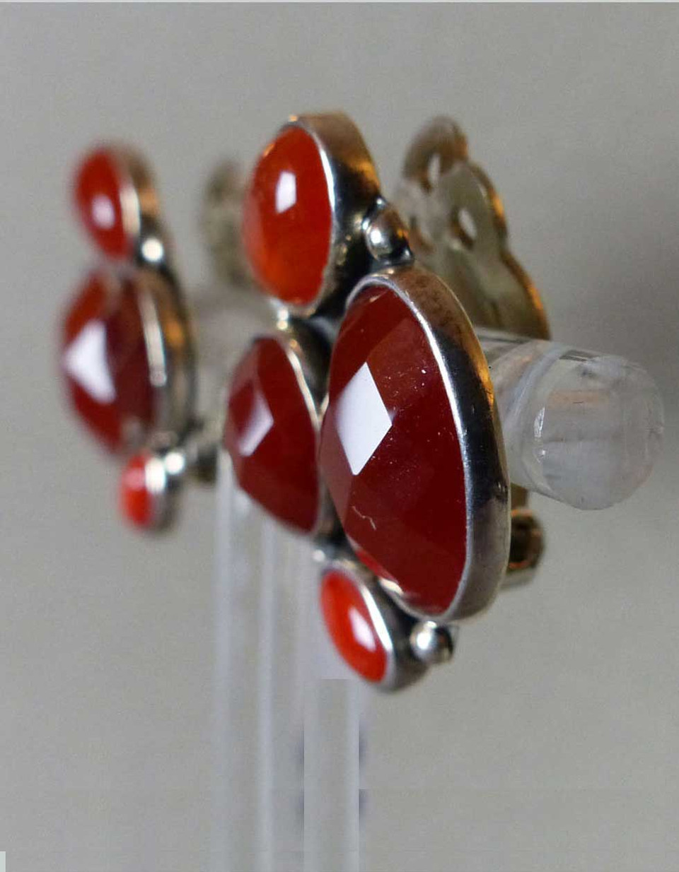 Gift for Her Amy Khan Russell Signed Earrings Vintage Sterling and Stone Jasper Fossil Earrings AKR Jewelry -