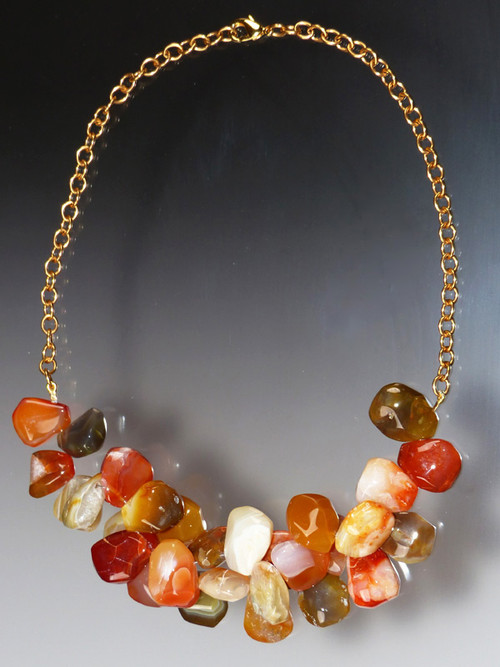 Just for you - a cluster of falls hottest colors -- orange, persimmon and olive agate and carnelian! 