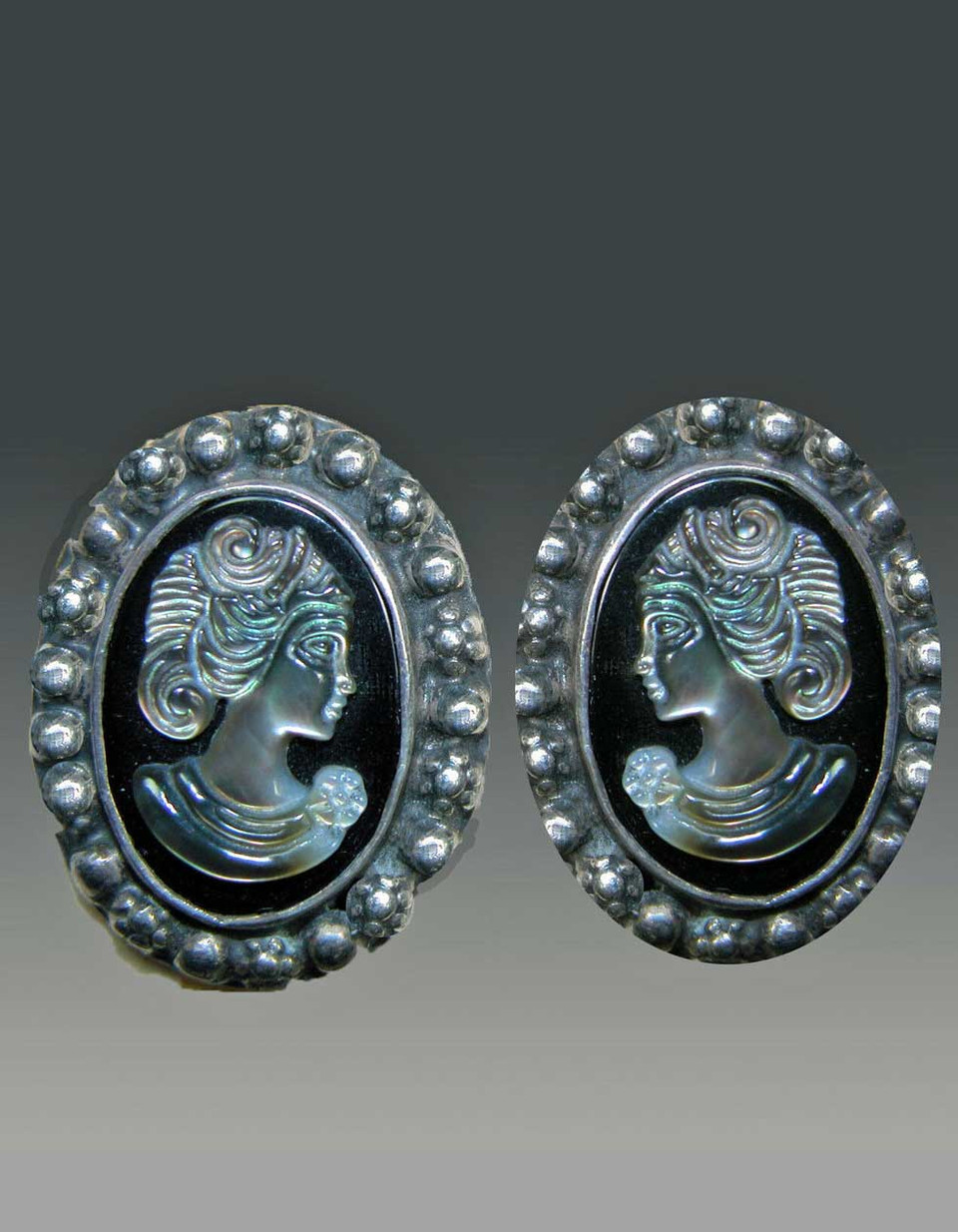 Italy Vintage Carved Mother Of Pearl Cameo Earrings 800 Silver Screw Mercy Maude Ruby Lane