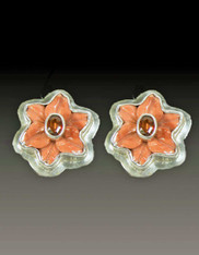 Amy Kahn Russell Red Jasper Garnet Flower Sterling Clip/Post Earrings 