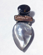 Amy Kahn Russell  Vintage Blister Pearl, Topaz Sterling Pin/Pendant SOLD
