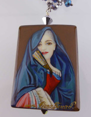 Hand Painted Lady with the Veil by Roslin Necklace