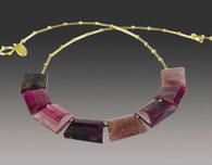 Opulent trillion cut Tourmaline 18K necklace