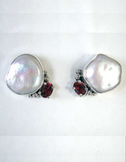 Amy Kahn Russell Freshwater Mabe Pearl Faceted Amethyst Sterling Clip/Post Earrings