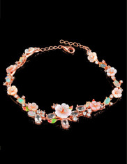 Thailand Pink Opal Morganite Rose Gold Plated Sterling Bracelet - SOLD