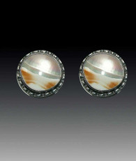 Amy Kahn Russell Mother of Pearl Shell Sterling Clip/Post Earrings