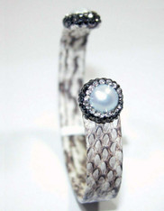 Amy Kahn Russell NWT Pearl Pave Crystal Python Leather Bracelet  SOLD