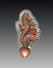 Amy Kahn Russell Rose Gold Sterling Seahorse Pin/Pendant SOLD